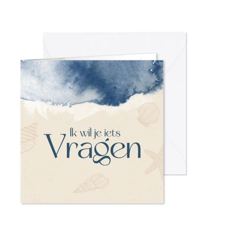 Trouwkaart getuige strand zee waterverf schelpen