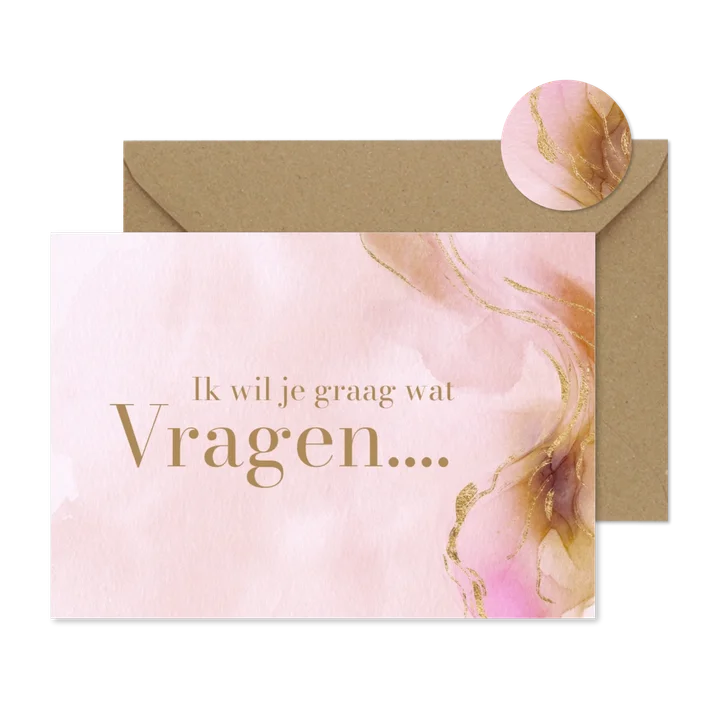 Trouwkaart getuige watercolor bohemian goud