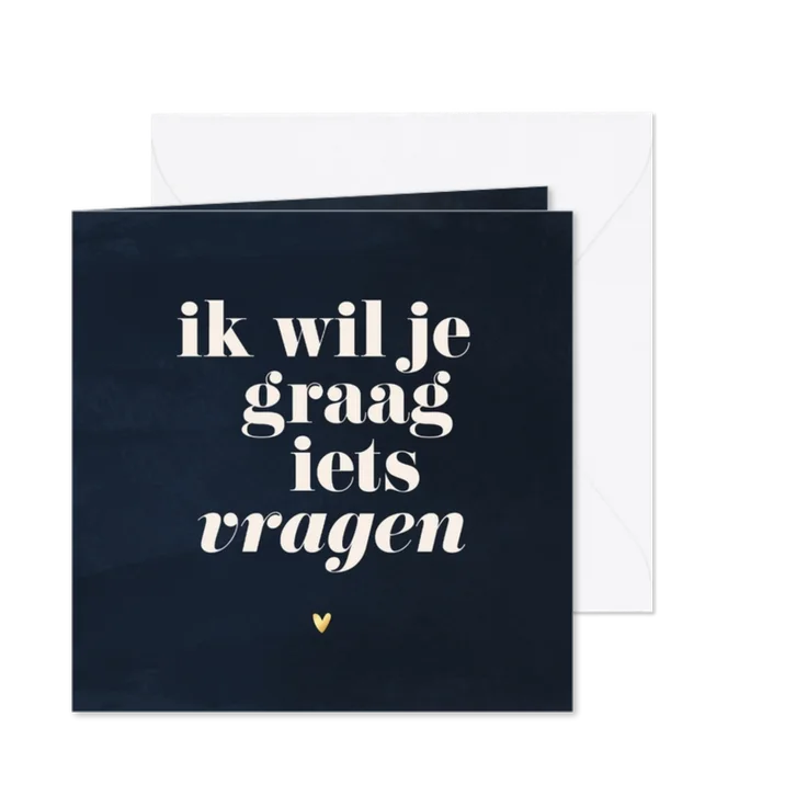 Trouwkaart ik wil je graag iets vragen waterverf blauw