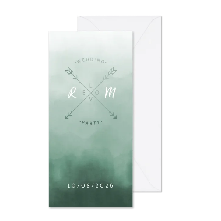 Trouwkaart Scandinavisch met pijlen langwerpig