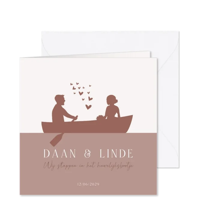 Trouwkaart Sloep hout 