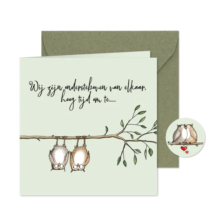 Trouwkaart - twee uiltjes