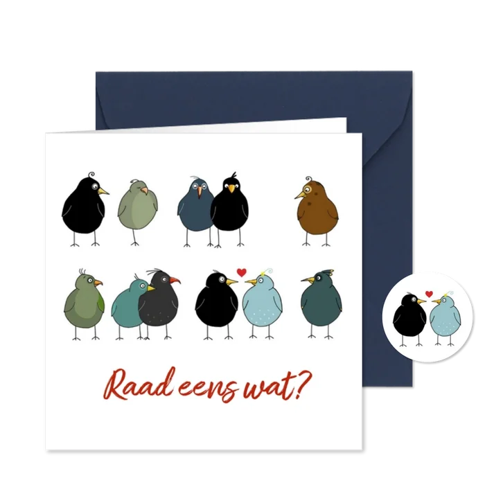 Trouwkaart - twee vogels hebben groot nieuws