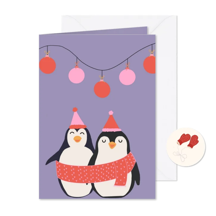 Twee pinguins wensen je fijne kerstdagen