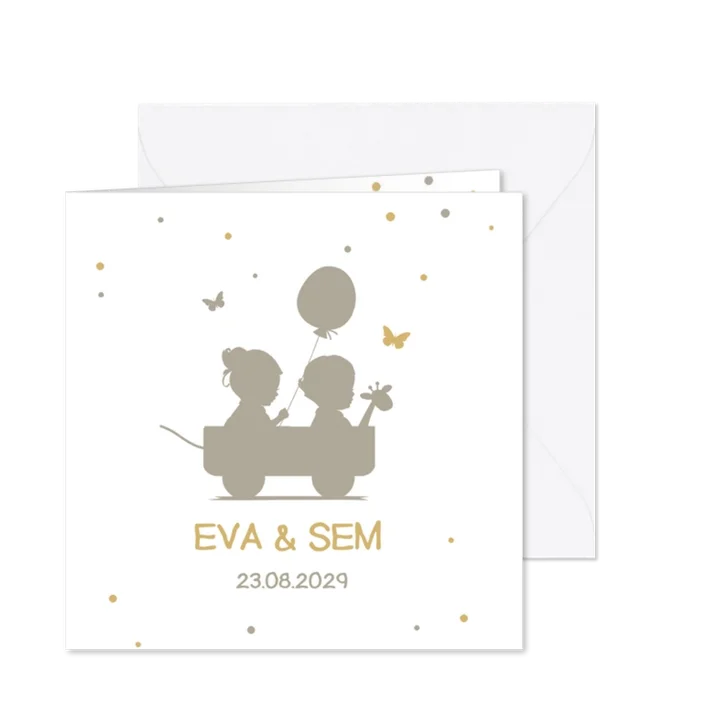 Tweeling silhouet kaartje