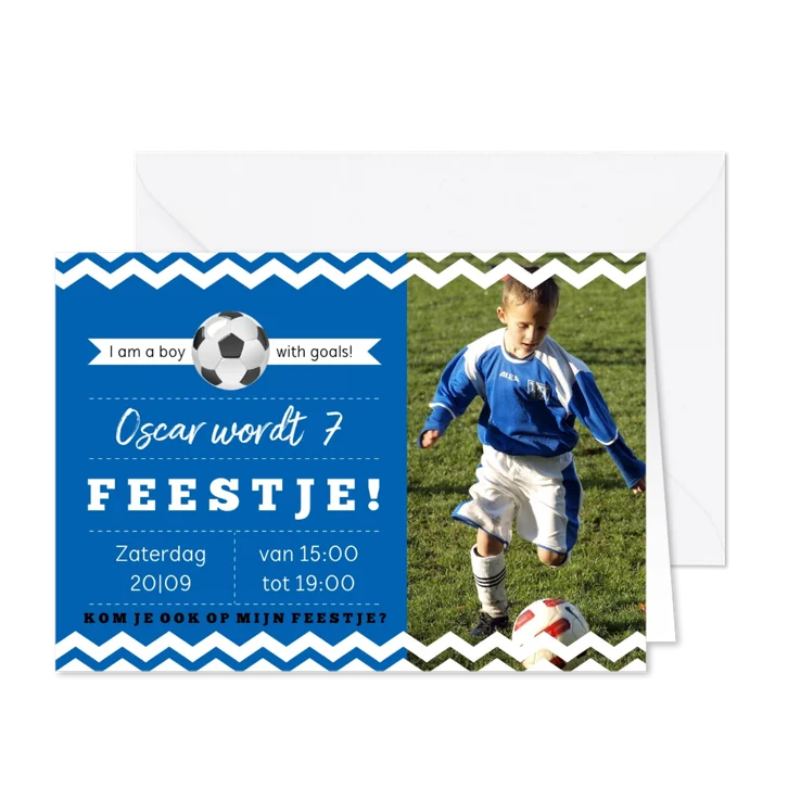 Uitndoging kinderfeestje voetbal blauwe kleur aanpasbaar