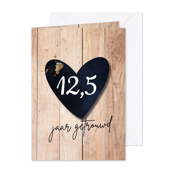 Uitnodiging 12,5 jaar getrouwd hout