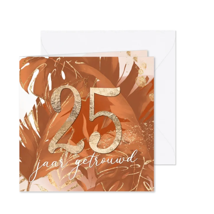 uitnodiging 25 jaar huwelijk - oranje botanisch