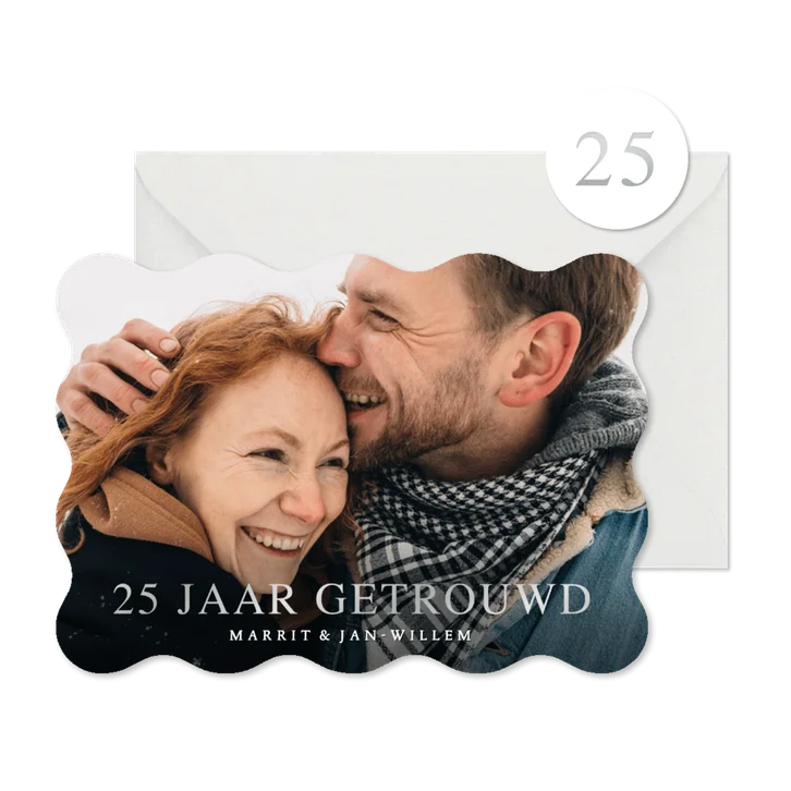 Uitnodiging 25 jarig huwelijksjubileum met foto