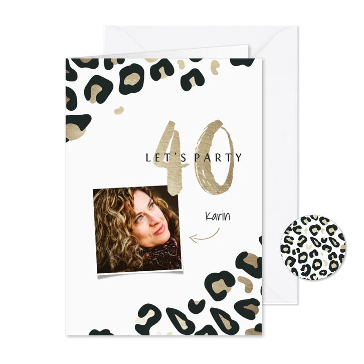 Uitnodiging 40 jaar panterprint goudlook