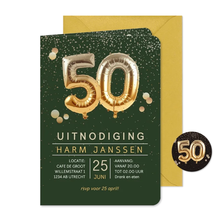 Uitnodiging 50 jaar ballonnen