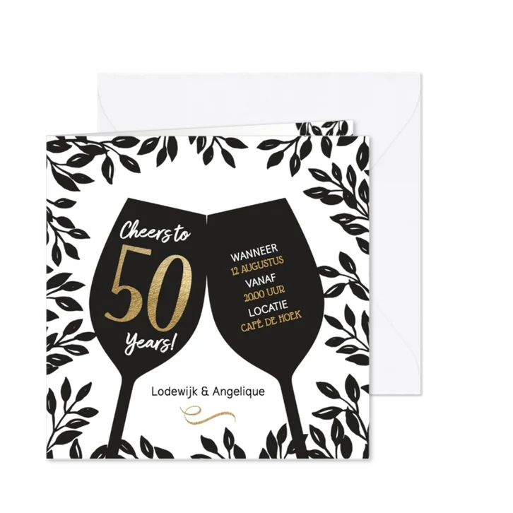Uitnodiging 50 jaar huwelijk Cheers