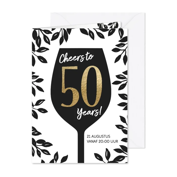 Uitnodiging 50 jaar wijnglas Cheers