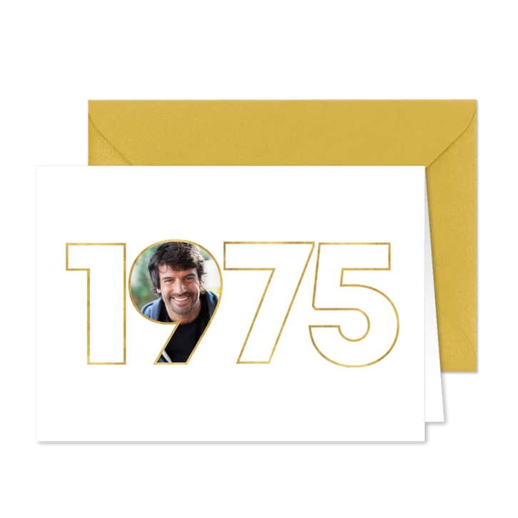 Uitnodiging 50ste verjaardag met foto 1975