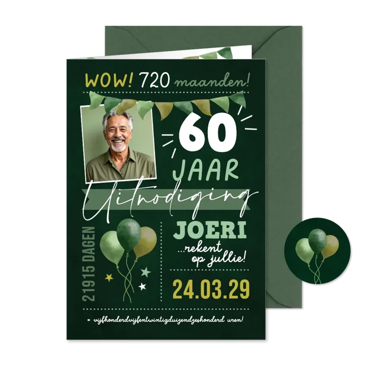 Uitnodiging 60 jaar verjaardagsfeestje maanden dagen & uren