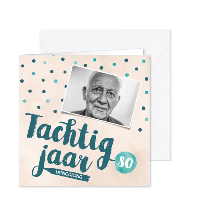 Uitnodiging 80 jaar met foto