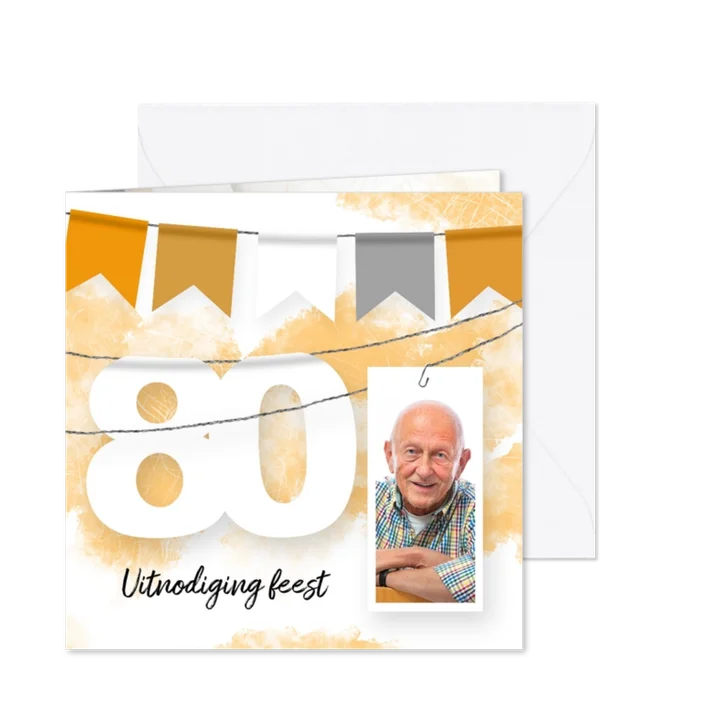 Uitnodiging 80 jaar slinger en foto