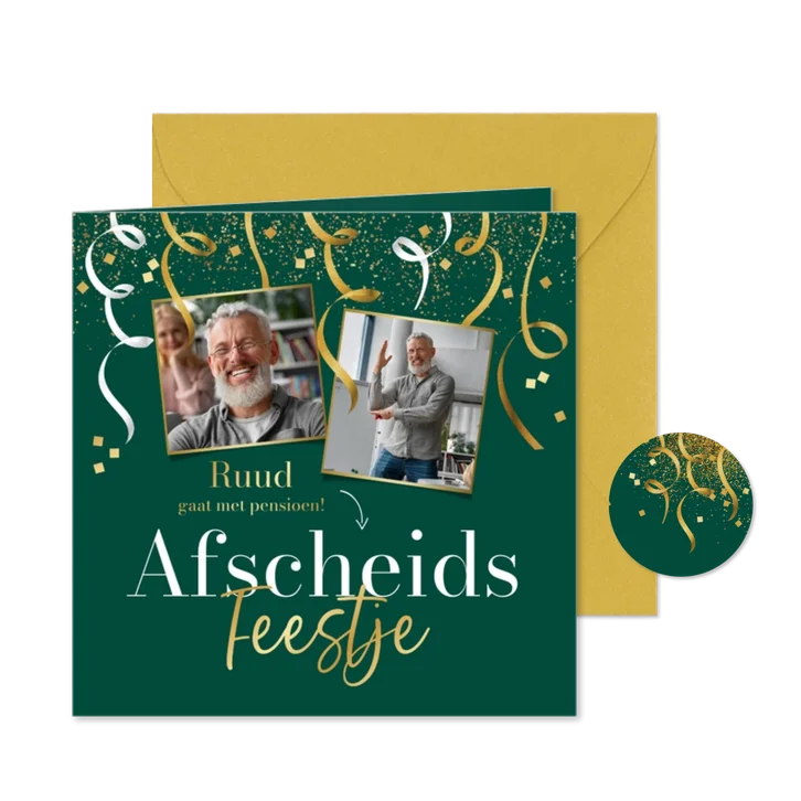 Uitnodiging afscheidsfeest collega pensioen confetti foto
