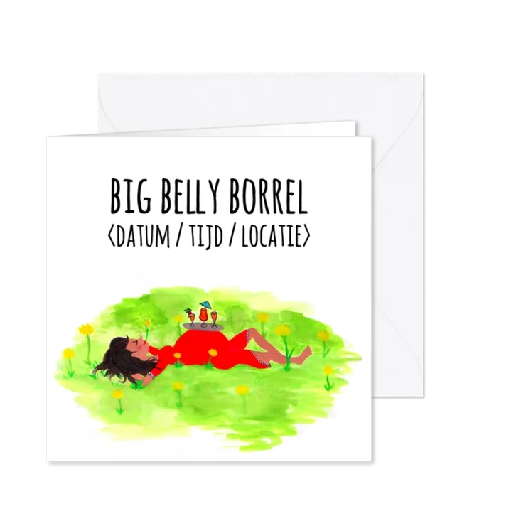 Uitnodiging babyshower BIG BELLY BORREL CliniClowns