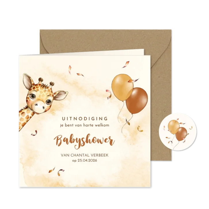 Uitnodiging babyshower giraf
