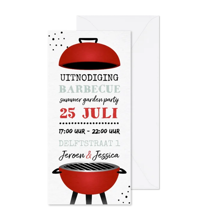 Uitnodiging bbq barbecue grill feestje tuinfeest