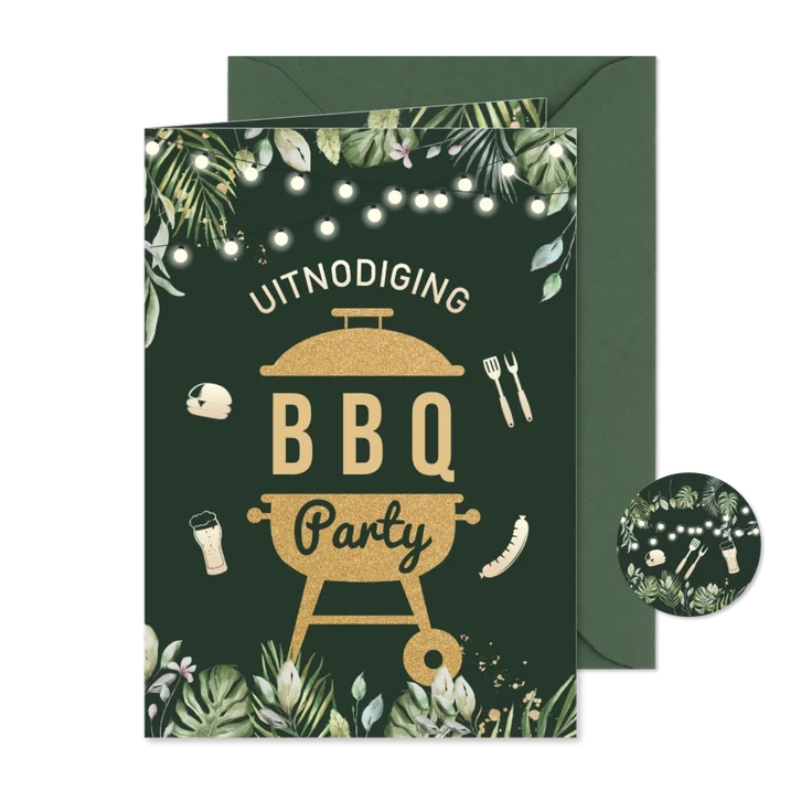 Uitnodiging bbq feestje met lampjes