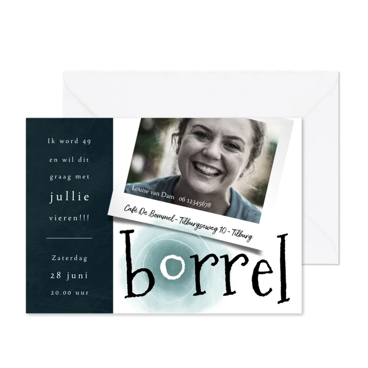 Uitnodiging borrel, met waterverf-accent