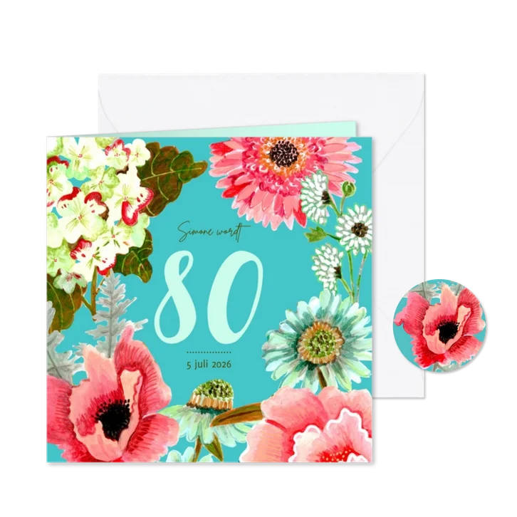 Uitnodiging botanische bloemen pracht