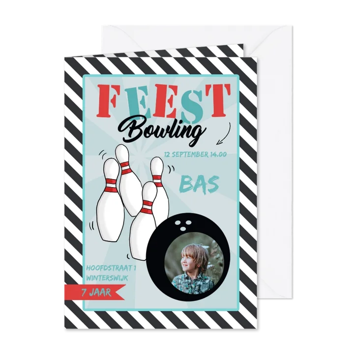 Uitnodiging Bowlingfeest streep