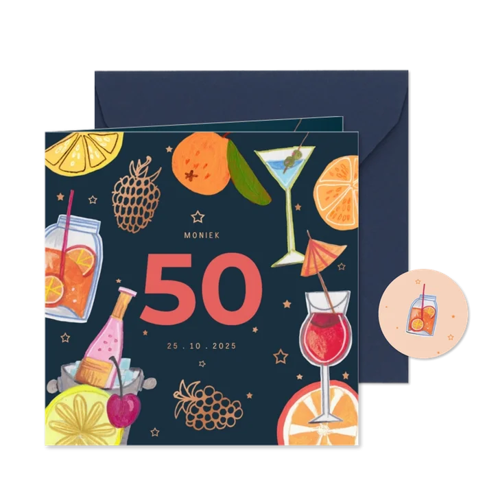 Uitnodiging cocktail feestje 50 jaar