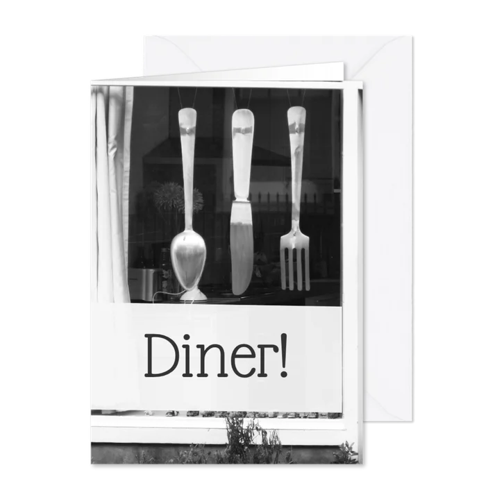 Uitnodiging diner foto bestek