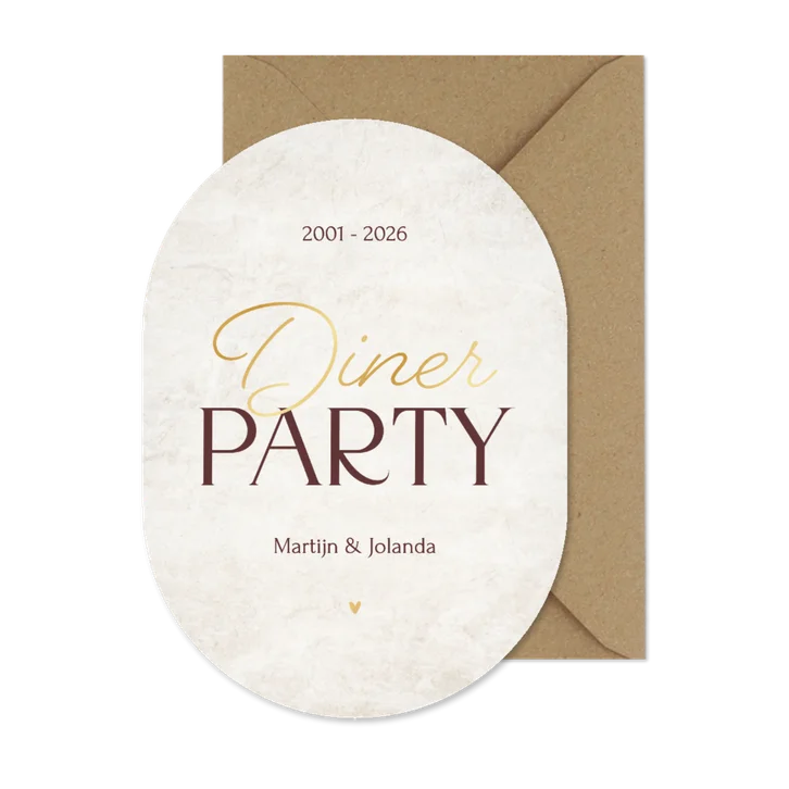 Uitnodiging dinerparty steenlook ovaal stijlvol