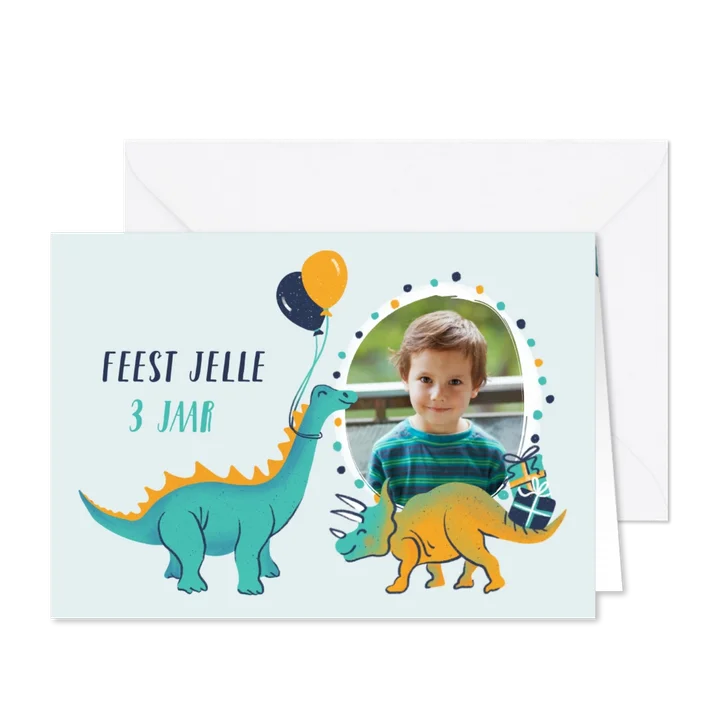 Uitnodiging dino's met ballonnen