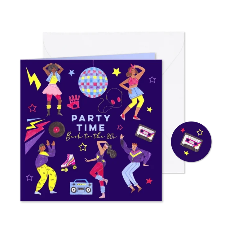 Uitnodiging disco feestje back to the 80's
