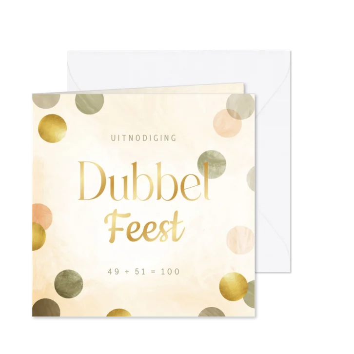 Uitnodiging dubbel feest met confetti aanpasbaar