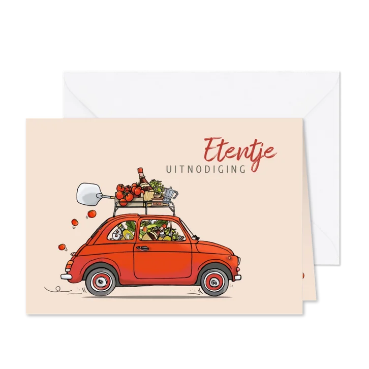Uitnodiging eten Fiat500