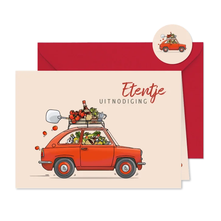 Uitnodiging eten kleine auto