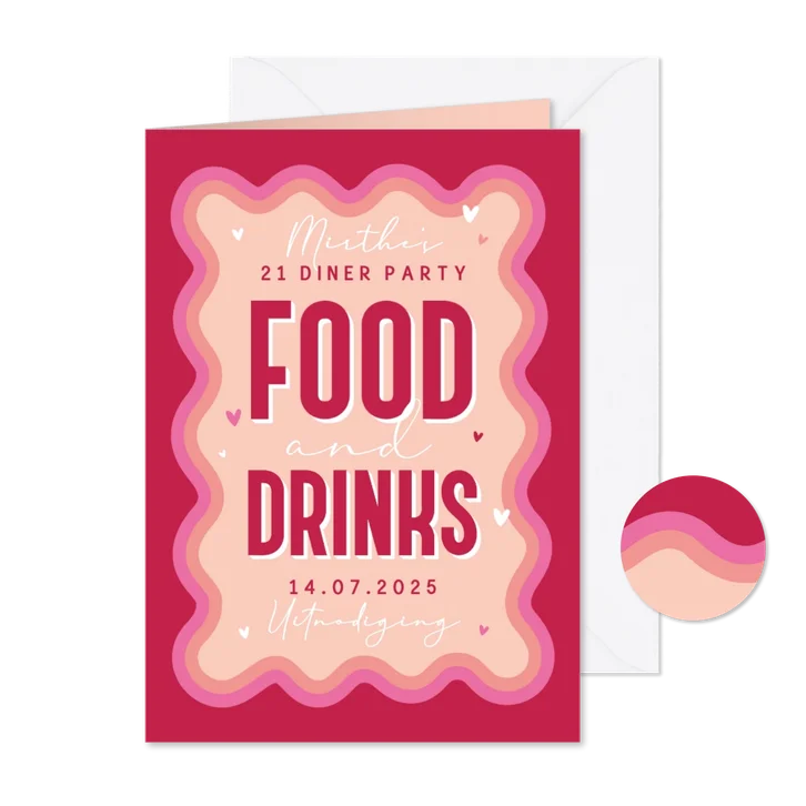 Uitnodiging etentje food drinks borrel 21 diner feestje