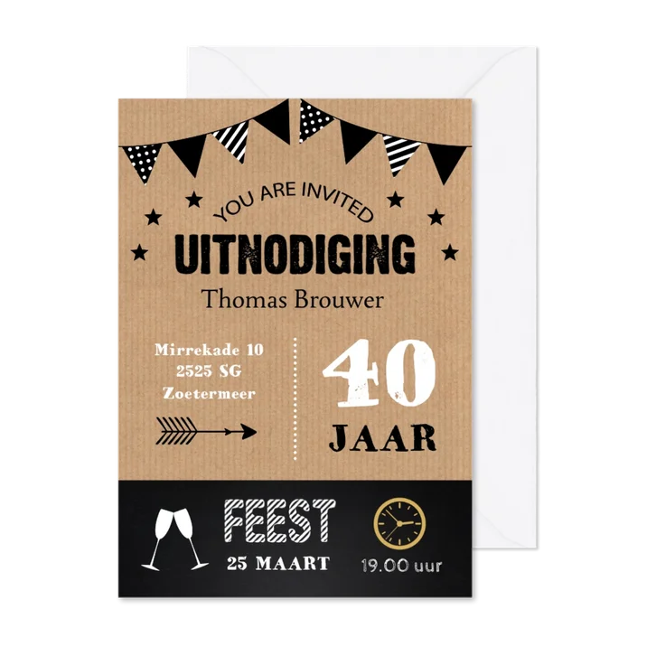 Uitnodiging feest kraft typografie