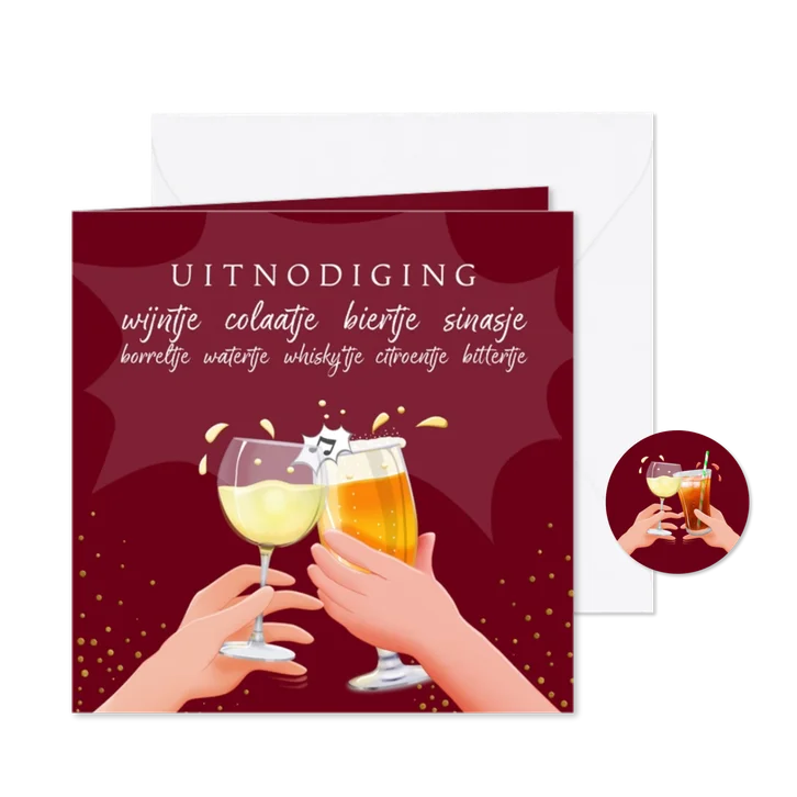 Uitnodiging feest met tekst van drankjes