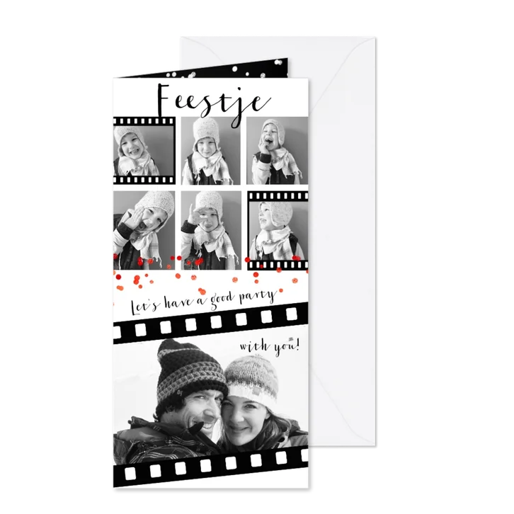 Uitnodiging feest verjaardag fotocollage film