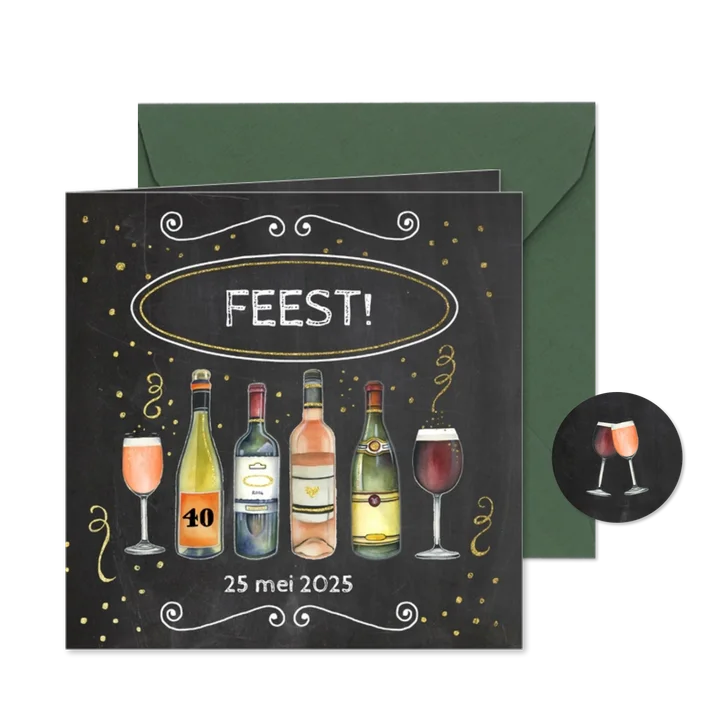 Uitnodiging feest wijn