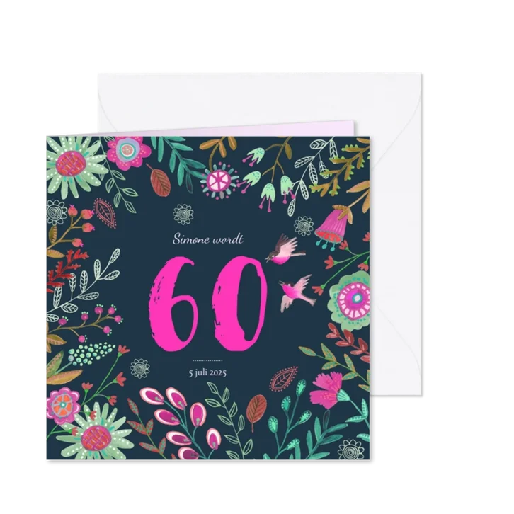 Uitnodiging Feestje Bloemen Botanisch 60