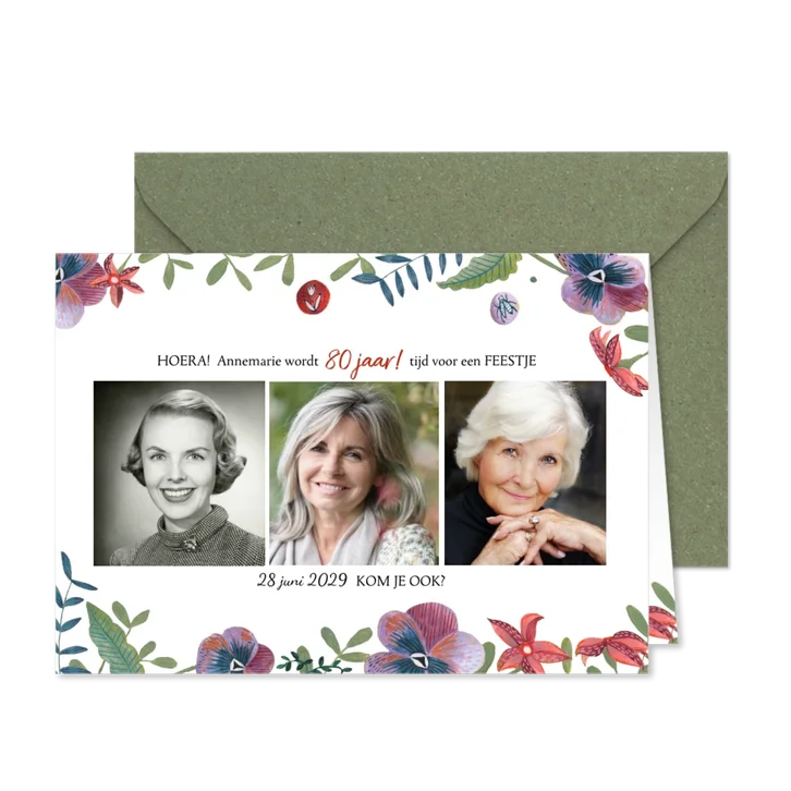 Uitnodiging Feestje Bloemen Botanisch