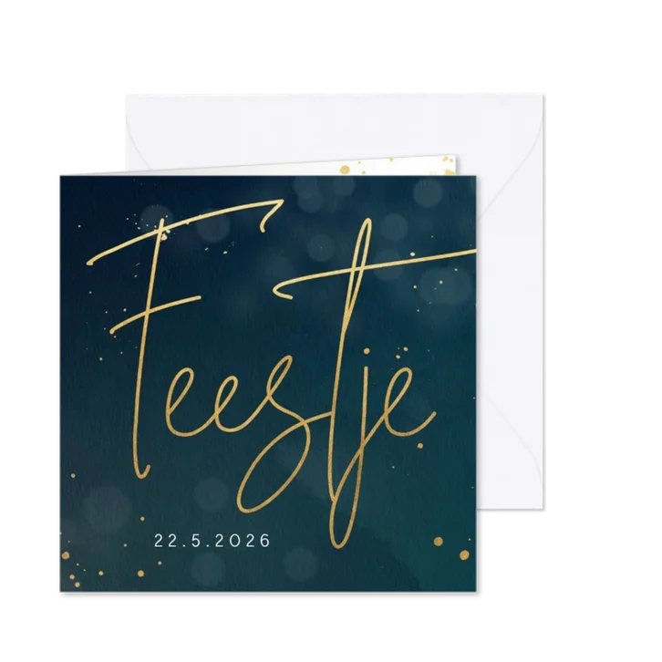 Uitnodiging feestje met goudlook