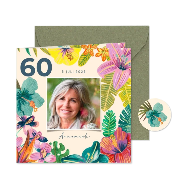 Uitnodiging feestje tropische bloemen