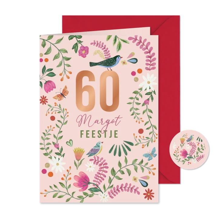 Uitnodiging folk illustraties met bloemen