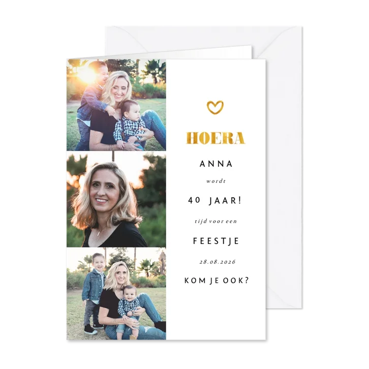 Uitnodiging fotocollage met hartje