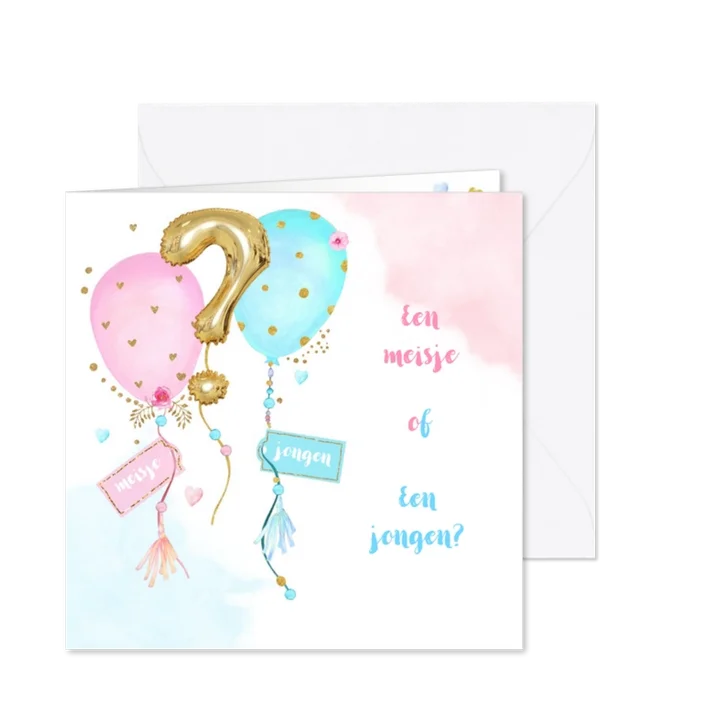 Uitnodiging gender reveal party balonnen