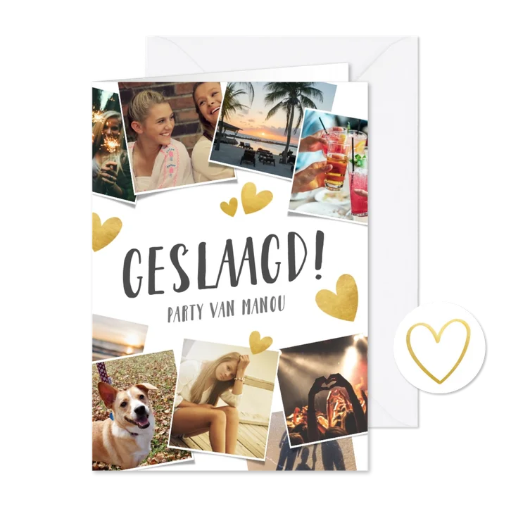 Uitnodiging geslaagd feestje fotocollage